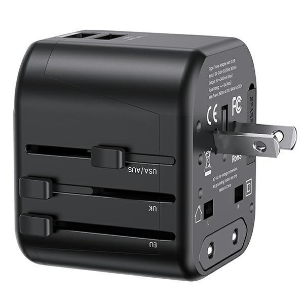 Ładowarka sieciowa 12W USAMS 2xUSB 4w1 Czarna