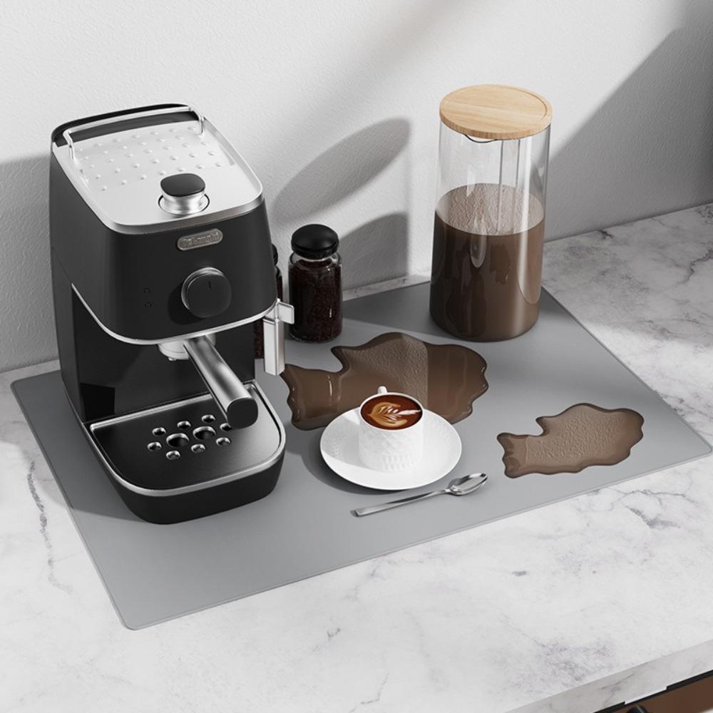 Kitchen Supplies 2 in 1 Coffee Machine Mat Silicone Waterproof Coffee Bar Mat Non-slip Insulated Drain Pad Home