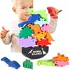 Wooden Stacking Dinosaur Toys for 1 2 3 Year Old Toddlers, Montessori Wood Educational Toys, Dinosaurs Stacking Balance Toy, Preschool Stacking Blocks