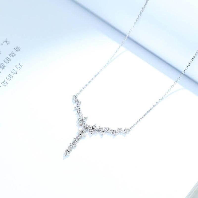 Платиновое ожерелье для женщин с подвеской, простая цепочка, 18-каратное золото