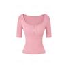 Pure desire sweet spice girl versatile T-shirt women's summer new tight short-sleeved Korean chic chic button-up top