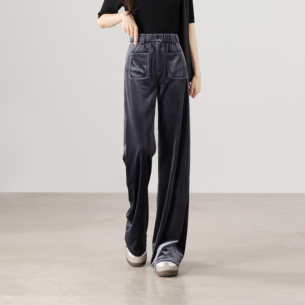 Design Sense Front Pocket Casual Wide Leg Pants for Women