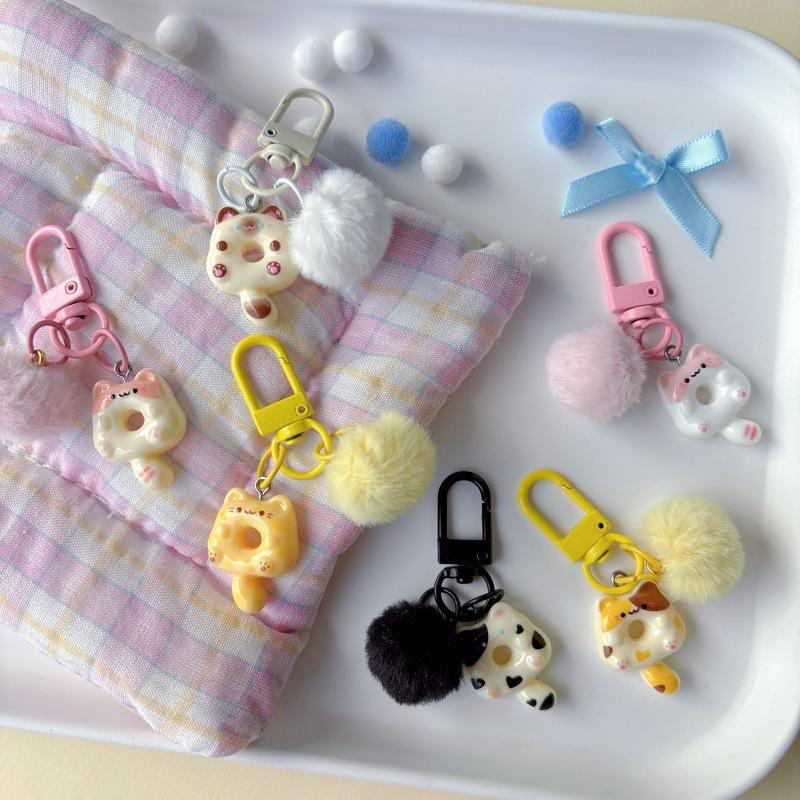 Мягкая брелок-брелок кошка в виде пончика: Милый Брелок-Подвеска Мультяшное Сердечко