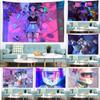 Pink Tapestry Cyberpunk Japanese Room Anime Kawaii Cute Woman Girl Bedroom Wall Hanging