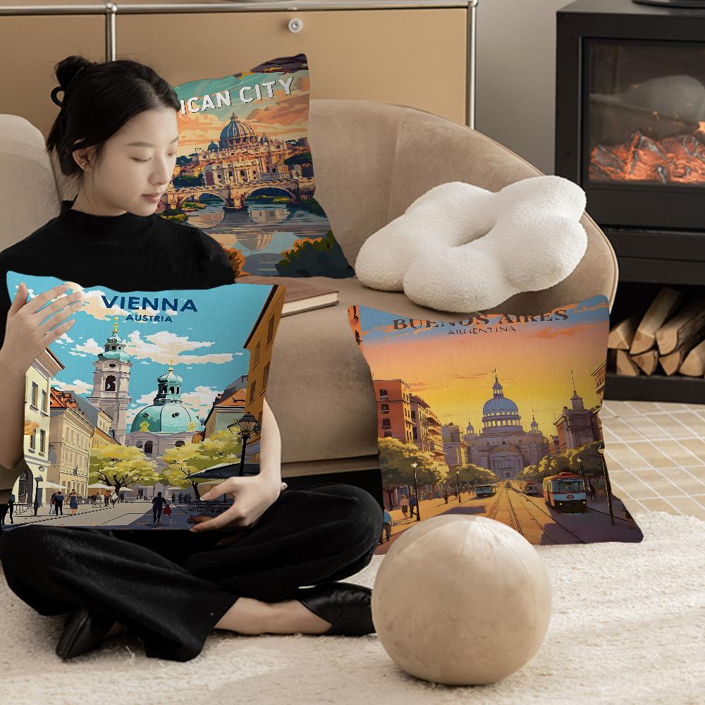 Ретро Городское Здание Америка Белый Дом Декоративный Эстетика Комнаты Чехол Домашний Декор Спальня Диван-Кровать Диван Подушка Чехол 45x45