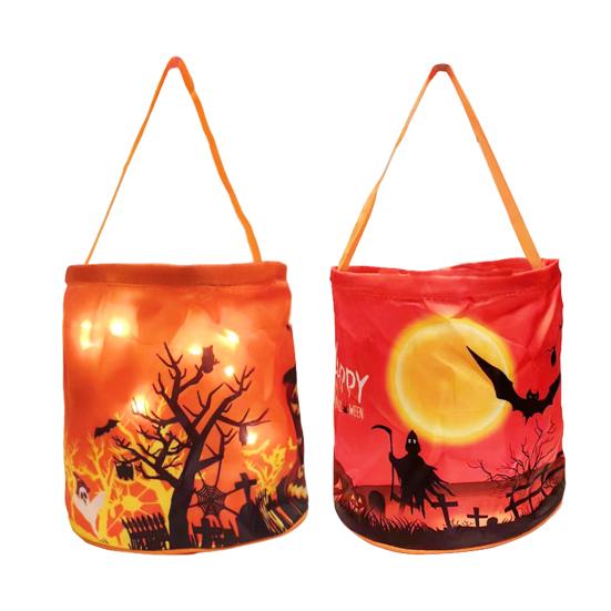 Хэллоуин светодиодный мешок конфет светящийся призрак тыква гадость или жизнь корзина конфет многоразовый