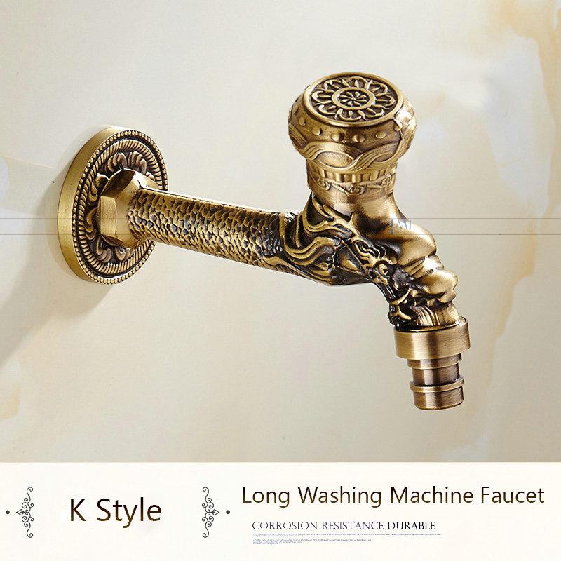 Антикварный латунный кран с резным драконом, кран для садового крана, кран для стиральной машины, уличный кран, одинарный холодный кран 1016