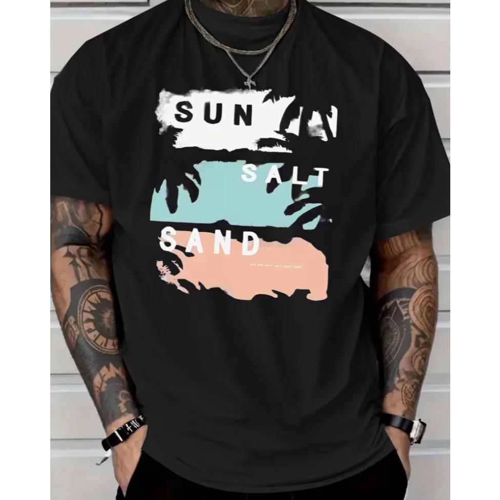 2025 Unisexs New Casual Pure Tshirt Featuring Sun Salt Sand Graphic Design Made From Suitable For Unisexs Summer Outdoor Apparel