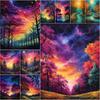 Ослепительный звездный лесной пейзаж, персональная алмазная декоративная картина, полная дрель