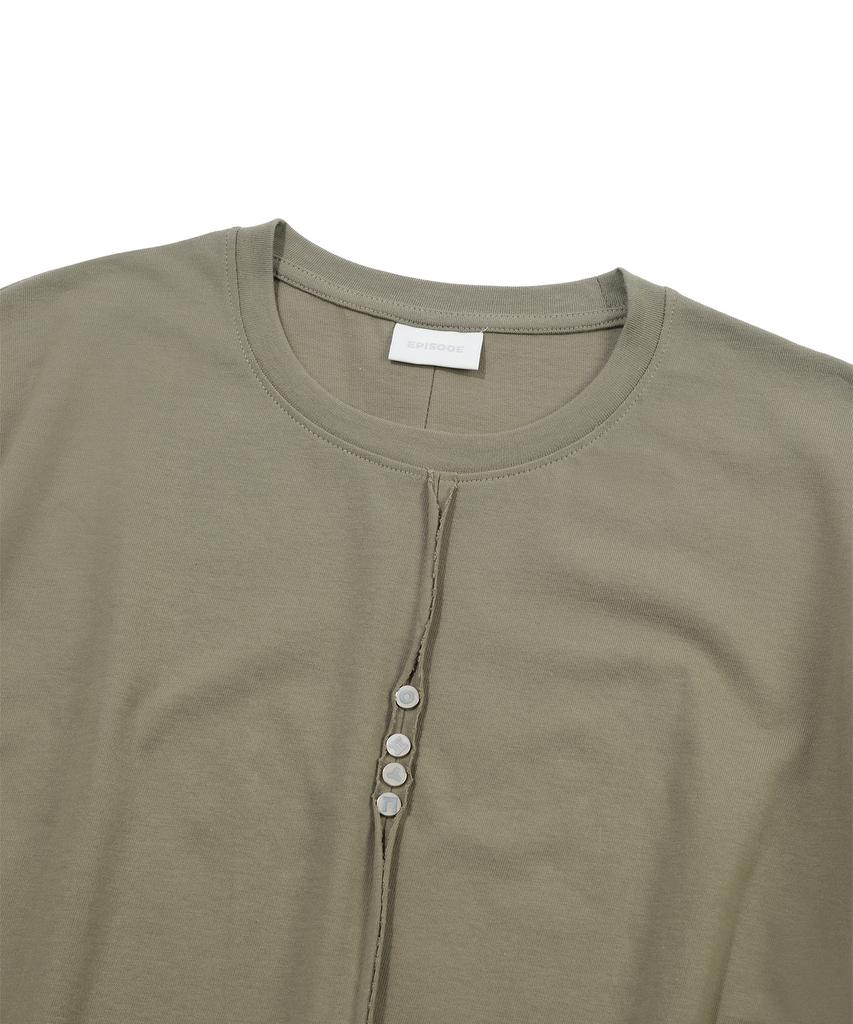 EPISODE UNTITLED Point Snap Open Cut T-Shirt_Olive