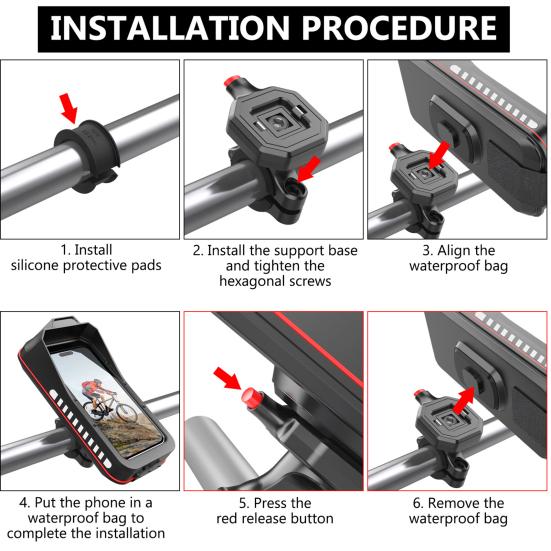Держатель для телефона на велосипед с солнцезащитным козырьком, дождевик, водонепроницаемый, чувствительный сенсорный экран, крепление для мобильного телефона на руль мотоцикла, велосипедные аксессуары
