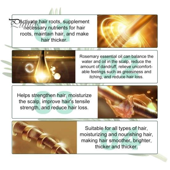 60ML Rosemary Hair Essential Oil Nourishes Repairs Smoothens Lightweight Portable Hair Oil Women Accessories