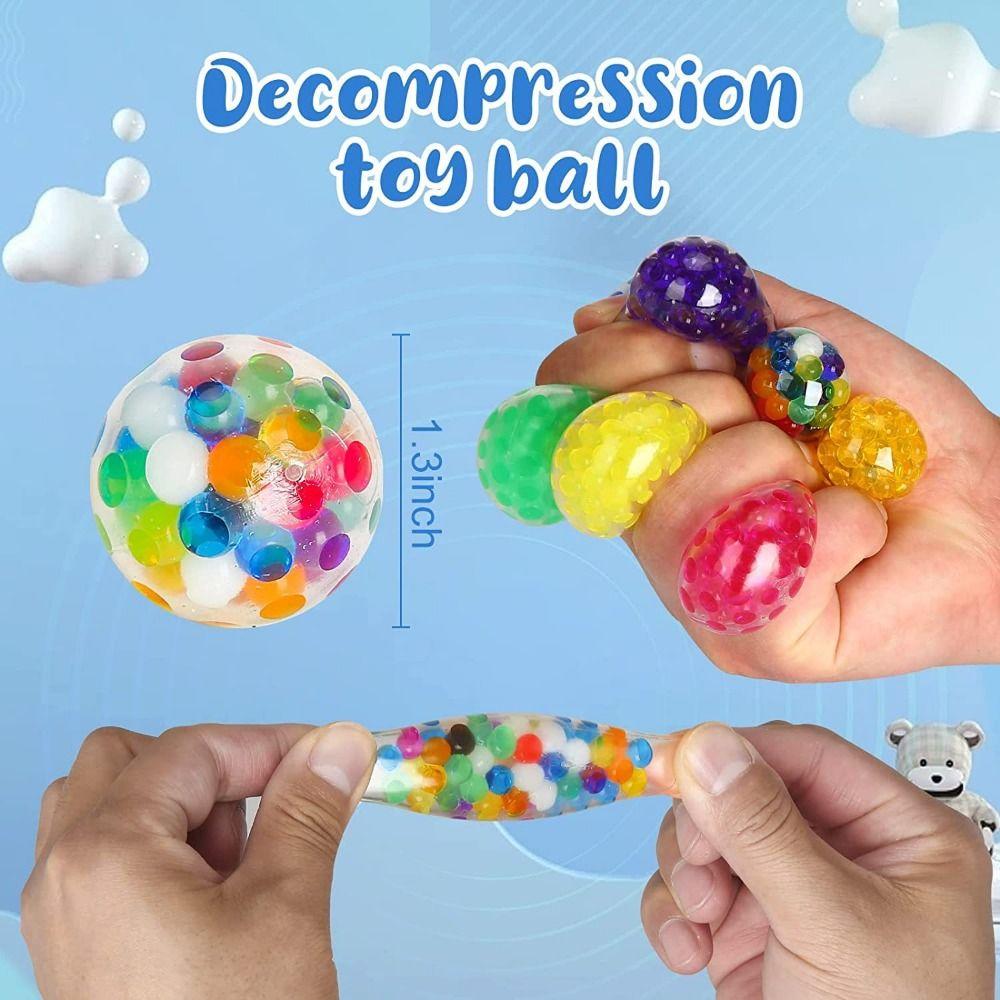 10pcs Solid Water Ball Pinching Toy Squeezing Acne Rainbow Ball Squeeze Toys Children Birthday Gift