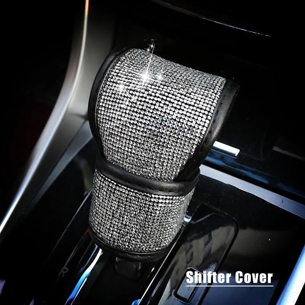 Crystal Car Gear Shift Collar Cover Hand Brake Cover Car Seat Safety Belt Cover Bling Rhinestones Auto Interior Accessories 1PC