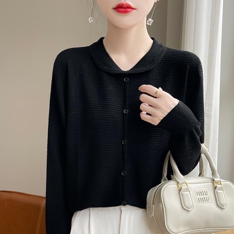 DAFIFY Women's Fashion Casual Fall Winter Solid Color Print Long Sleeve POLO Neck Sweaters