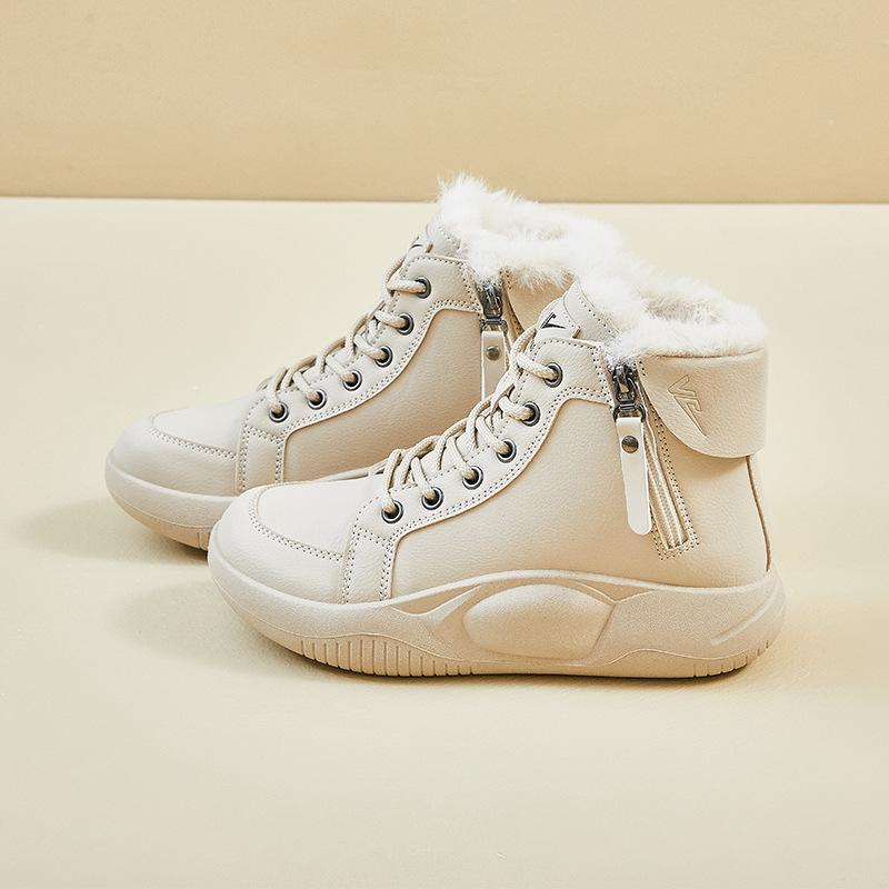 Зимние теплые сноубутсы для женщин, нескользящие кроссовки на массивной платформе с подкладкой из искусственного меха, шнуровка, теннисные туфли для ходьбы, женские удобные короткие ботильоны