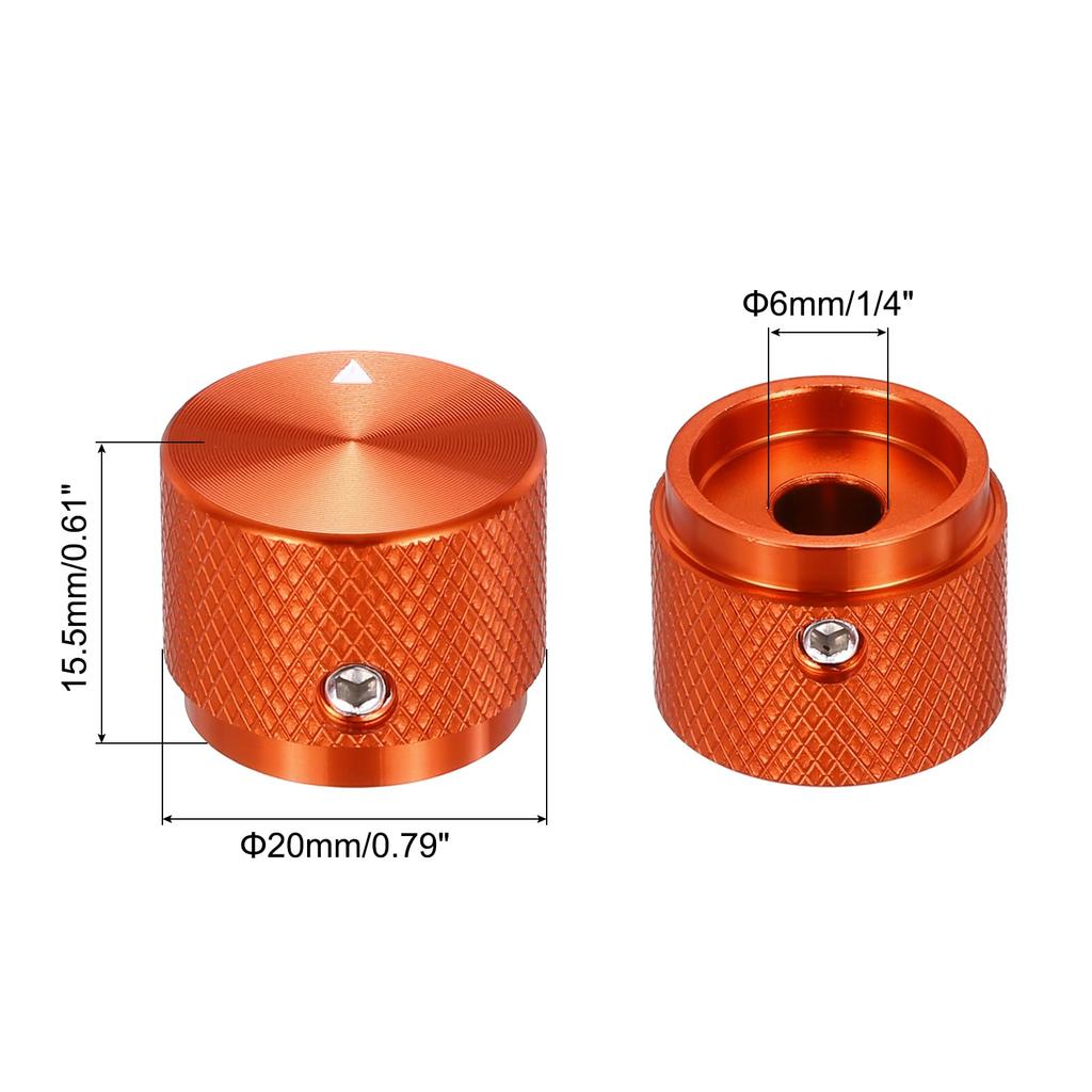 Uxcell Aluminum Potentiometer Universal Volume Tone Control Knob with Arrow Indicator for Red 4-Piece Knob, 1/4" (6mm) Guitar, 3/5" (20x15.5mm)