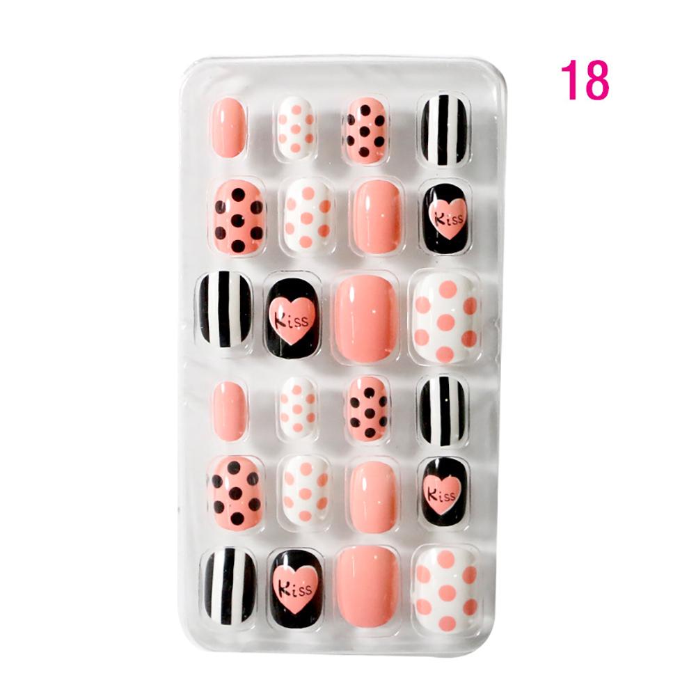 Children Press On Candy Color Self Adhesive Fake Nails False Nails Nail Art Manicure Tips