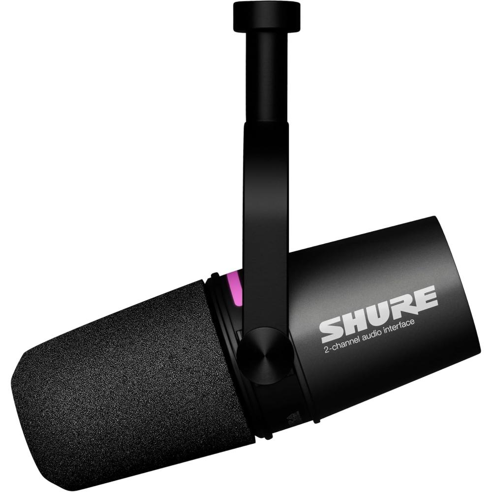 Динамический микрофон Shure Mv7i  Аудиоинтерфейс Черный  Поддержка 2 каналов Максимальная
