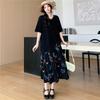 Women 2025 Summer Plus Size Casual Dress Basic Loose Vintage Long Dress Maxi Chiffon Spliced New
