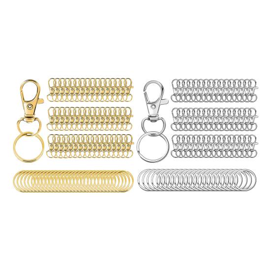 100Pcs/Set Key Chains Metal Lobster Claw Clasp with Key Rings Dog Collars Backpacks DIY Keychain