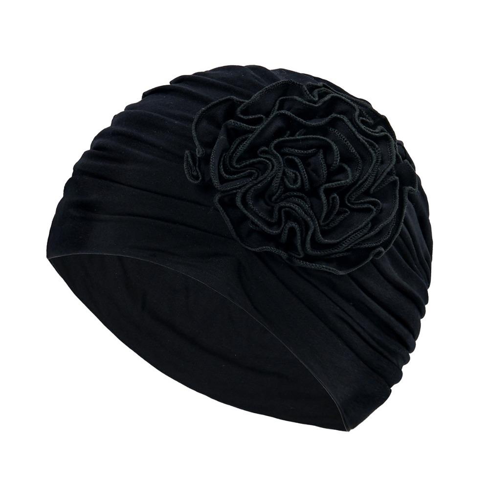 Double Layer Headscarf Hat 3D Flowers Headband Hat Simple Chemo Headwear Hat  For Women