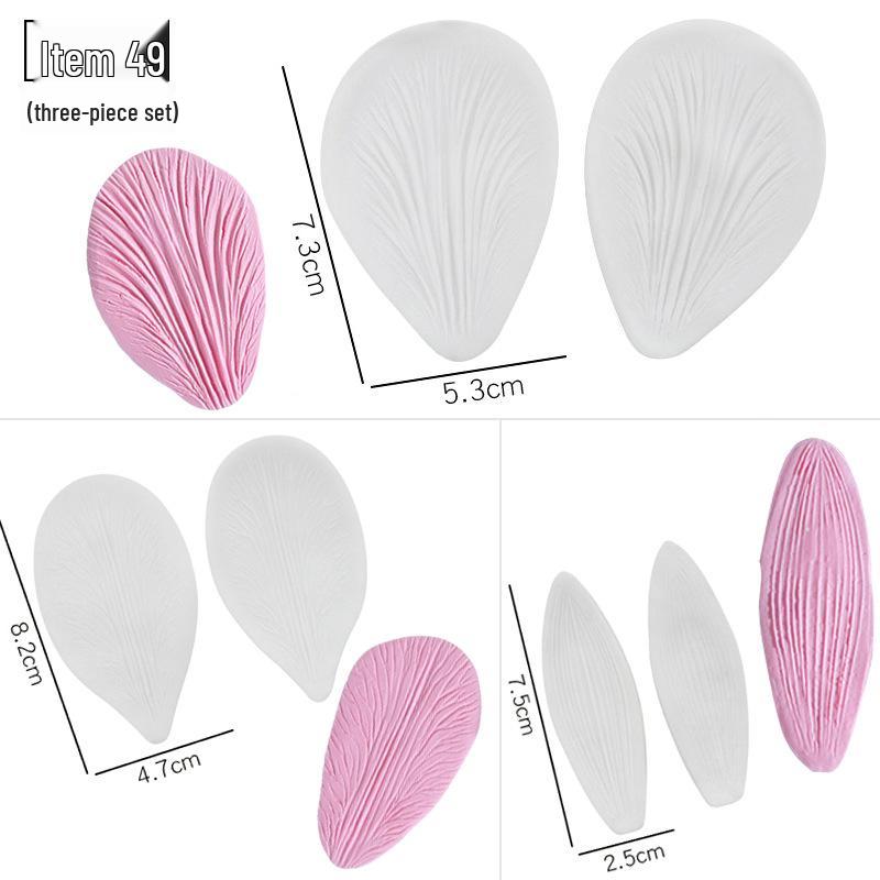 Силиконовая форма для мастики - Набор лепестков и листьев, пищевая, для тиснения на дереве и цветах.