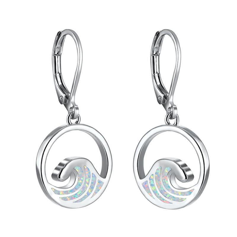 Классические круглые серьги-кольца для женщин, цвет розовое золото, имитация опала, камень по месяцу рождения, помолвочное, свадебное, подарок