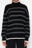 Women's Fashionable Stylish Sweater Black Wide Pattern Striped Knitwear Sweater