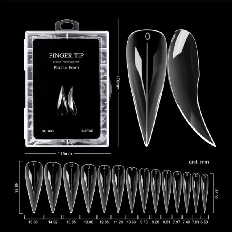 140 шт./коробка Короткие изогнутые стилетные ногти Двойная форма для наращивания ногтей 3D Кошачий коготь Скульптурные акриловые ногти Полное покрытие Формы