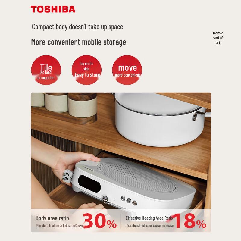 Toshiba Индукционная плита Xiaoya 2100 Вт с функцией низкотемпературного приготовления, штепсель CN (адаптер в комплекте)