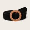 Women's Wide Belt Suede Round Buckle Imitation Rattan Buckle Wide Belt Women's Autumn and Winter Versatile Women's Belt