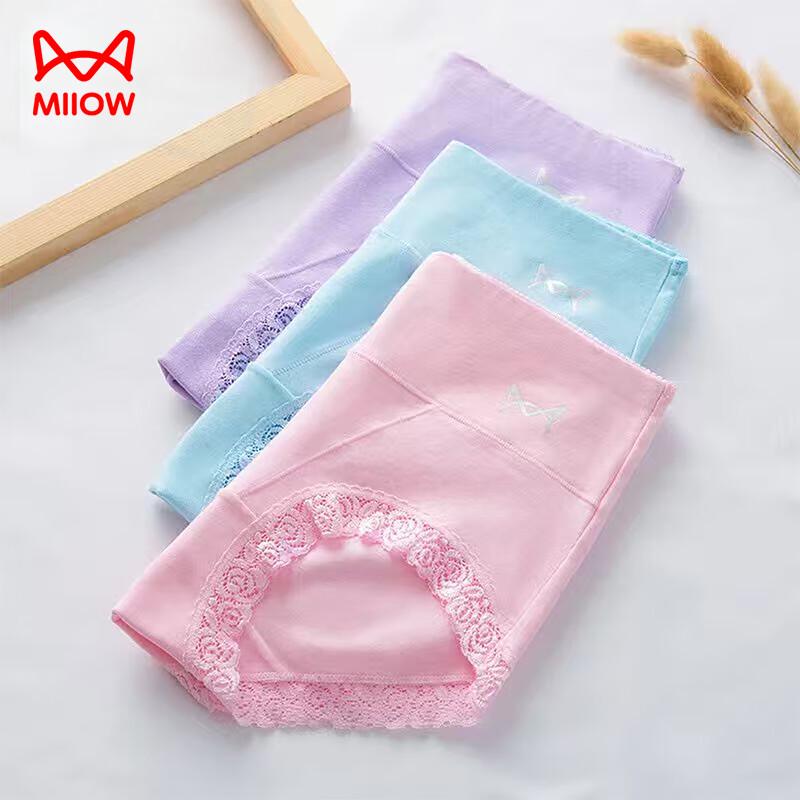 MaoRen Женские трусы-слипы с высокой талией, хлопковое кружево, контроль живота, 3 шт.