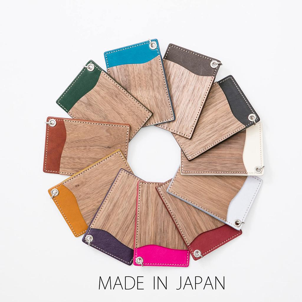 REAL Pass Holder Pass Case Pass Holder Genuine Leather Natural Wood Wood Leather Made In Japan Mustard [VARCO WOOD] Men's Women's