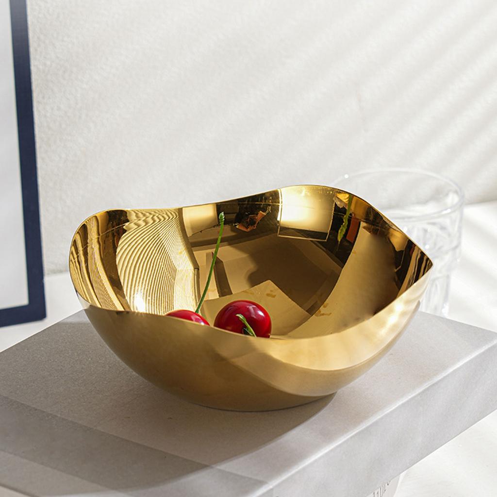 Stainless Steel Fruit Bowl Metal Salad Bowl Dining Table Centerpiece Decorative Bowl Modern Fruit Basket Enduring