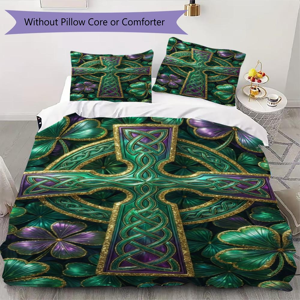 Cross Pattern Bedding uilt Set uilt Cover Pillowcase Home Decoration Birthday Gift (1 * duvet cover + 2 * pillowcase without core)151