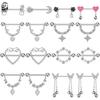 2pcs U-shaped Dangle Nipple Piercings Barbell Stainless Steel Crystal Nipple Shield Cover Butterfly Heart Nipple Rings