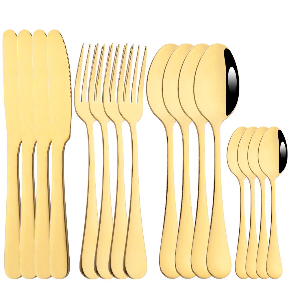 Качественный набор столовых приборов из нержавеющей стали, 16 шт., роскошная посуда, ножи, вилки, ложки, набор кухонной посуды в западном стиле