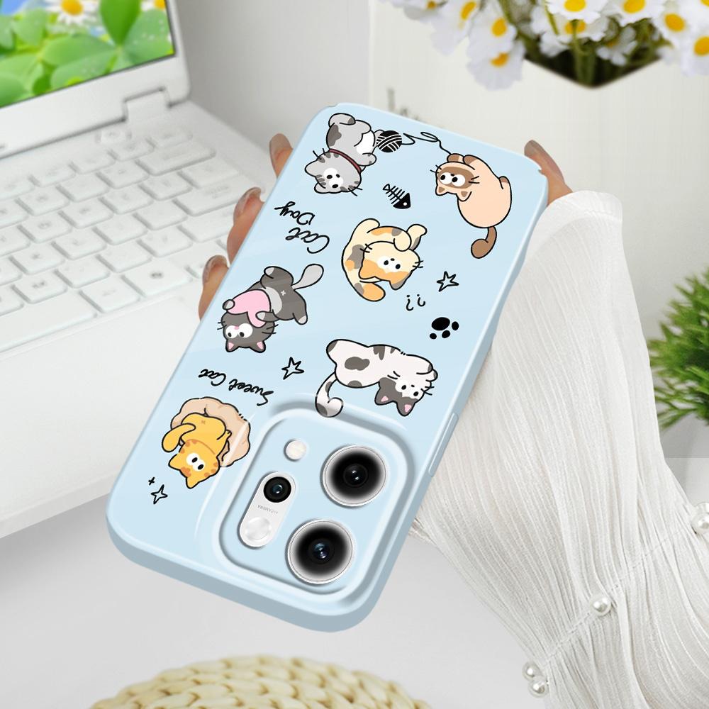 Чехол для телефона Happy Cat для OPPO Reno 14 14F 13 13F 12 12F 11 11F 10 8 8Z 8T 7 7Z Pro 4G 5G Пленка Жесткая Крышка