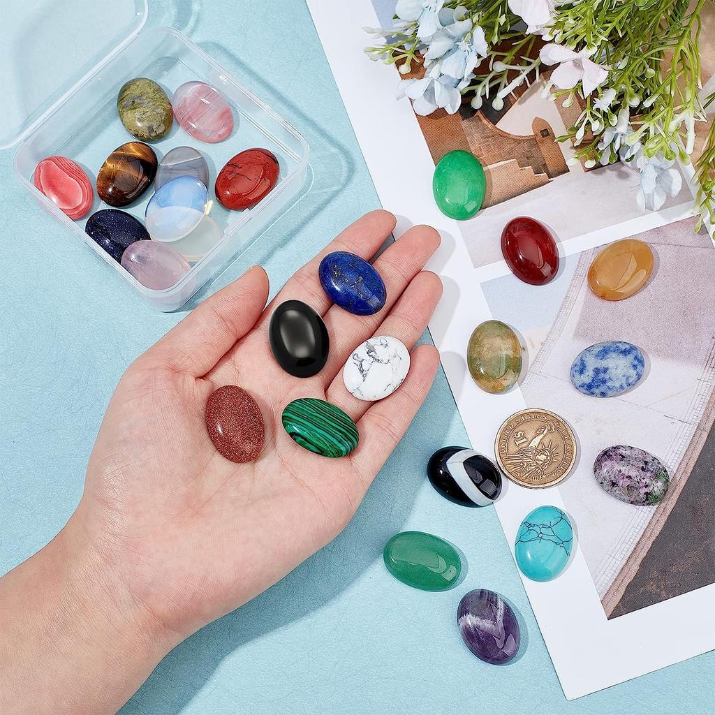 Овальные бусины из полудрагоценных камней с плоской поверхностью, кварцевый камень-чакра для браслета, ожерелья, серьг, подвески, ювелирные изделия, сделай сам, ремесленное изготовление