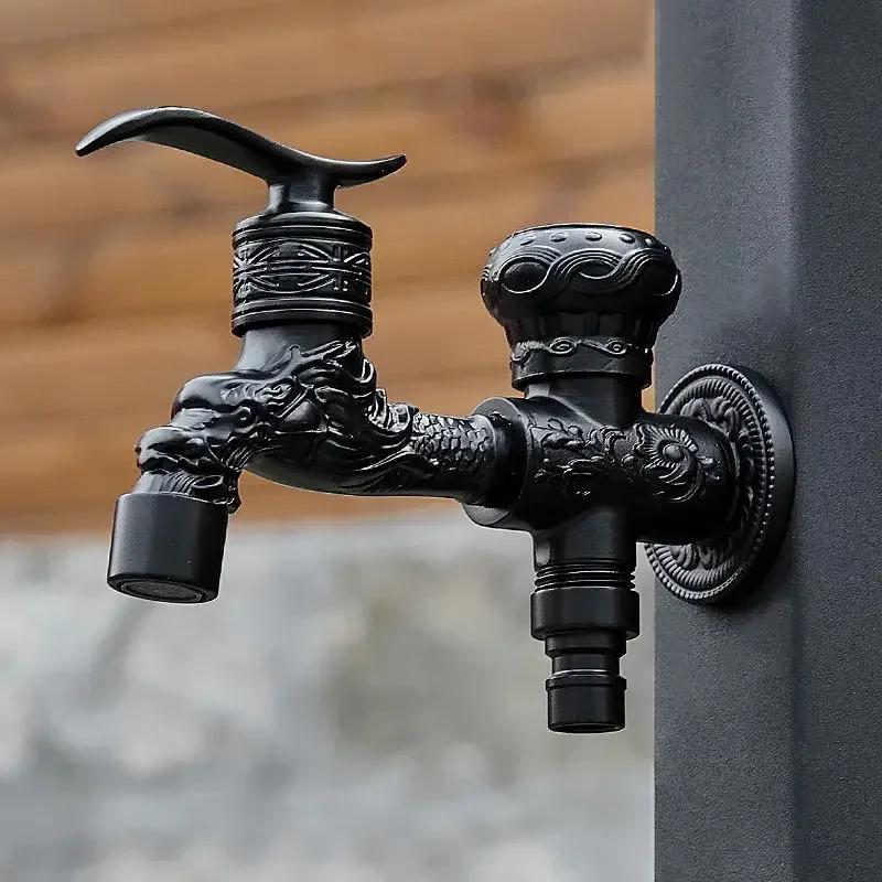 Антикварный резной кран из латуни, наружные краны для стиральной машины, роскошный кран для туалета, настенный кран для сада