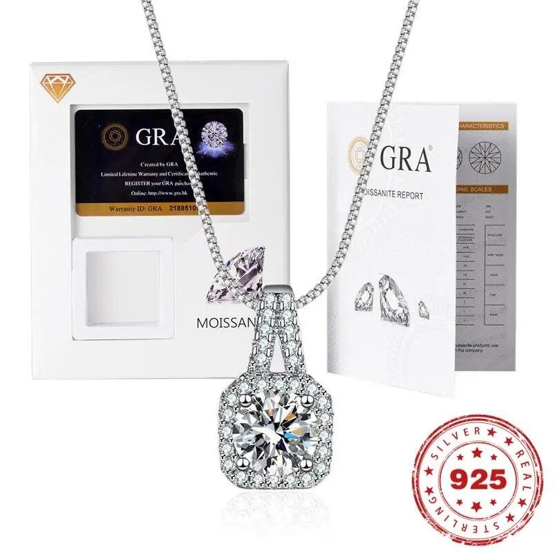 D Color VVS 1 Carat Moisanite Square Diamond Pendant Women's Necklace Party Wedding S925 Sterling Silver Jewelry GRA Certificate