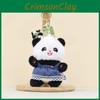 Panda Plush Doll Keychain Pendant Wearing Lace Edged Denim Skirt Design For Kids