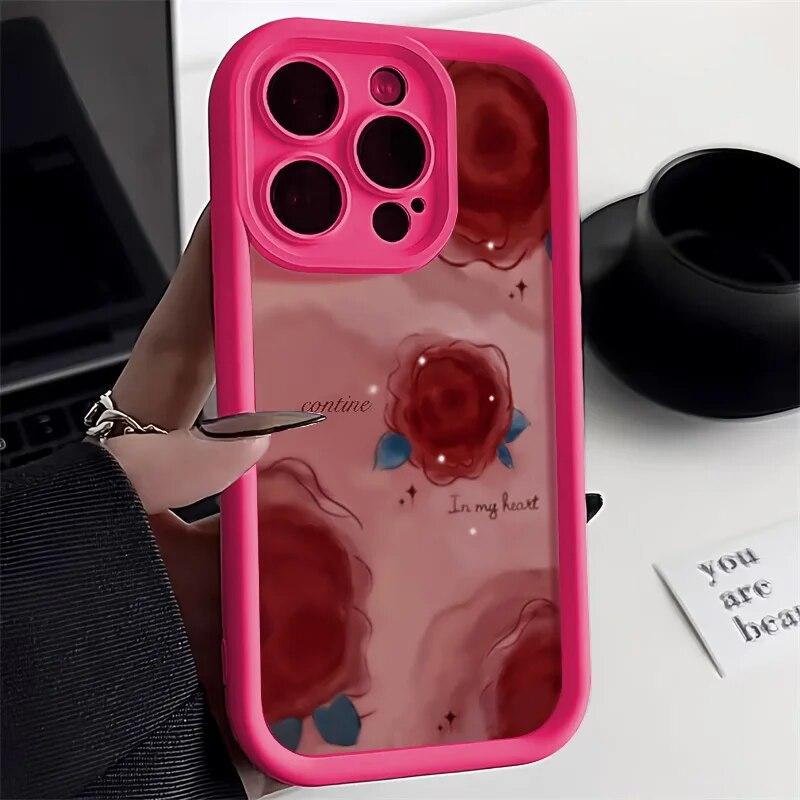 Чехол для телефона с цветком розы для iPhone 11, чехол для iPhone 13 15 Pro 12 14 Pro Max XR XS Max X 7 8 Plus SE, мягкий силиконовый чехол ярких цветов