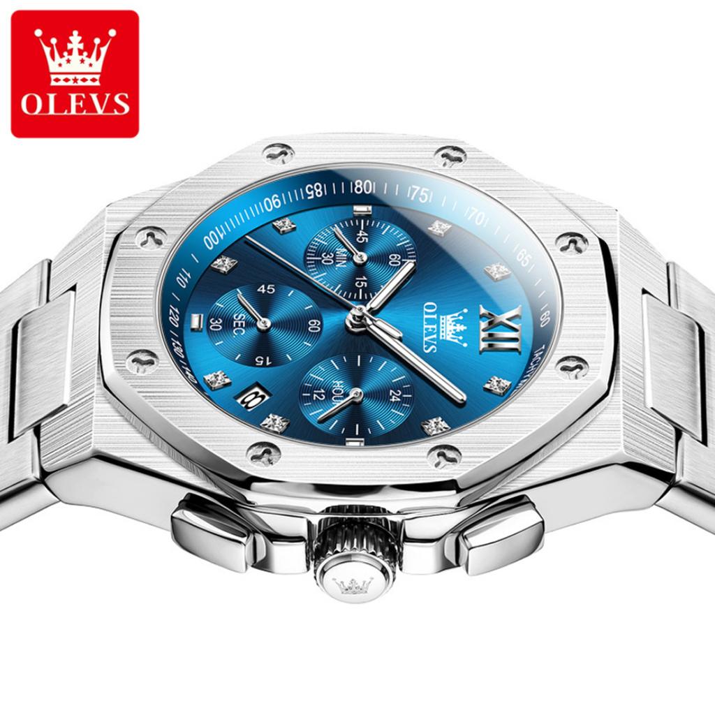 Мужские часы хронограф водонепроницаемые светящиеся модные крутые кварцевые часы для мужчин из нержавеющей стали ручные часы 2024