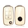 Golden-edged TPU Car Flip Key Case Cover Shell For Volkswagen VW Polo Golf Passat Tiguan Beetle Caddy T5 Up Eos Skoda Octavia Seat Leon Altea