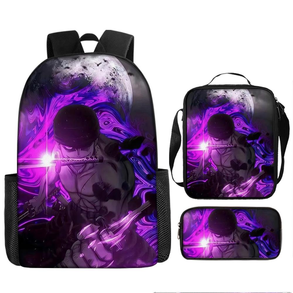 Анимация ONE PIECE школьный рюкзак из трех частей игровой периферийный рюкзак большой вместимости для ученика средней школы для улицы, кампуса, сумка для компьютера