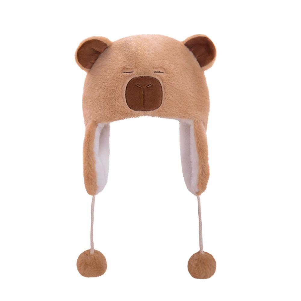 Pullover Hat Cute Plush Capybara Hat Warm Animals Ears Beanie Hats Winter Autumn