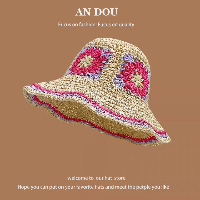 Весенне-летняя милая соломенная шляпа с диким плетением, женская солнцезащитная шляпа для моря, солнцезащитный крем для рыбалки, шляпа с большими полями, показывающая лицо, маленькая шляпа-горшок, прилив