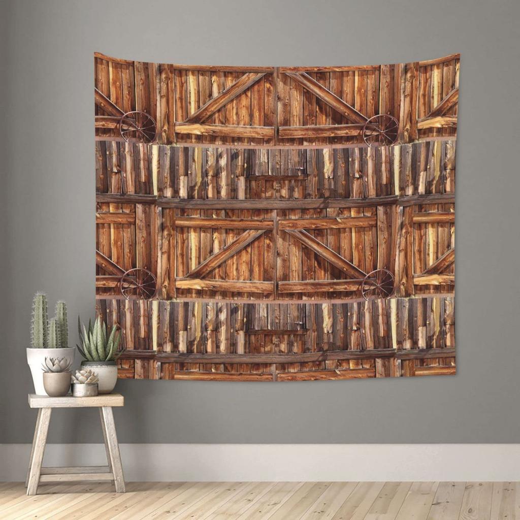 Деревянный гобелен с принтом на дверь сарая в деревенском стиле, домашняя спальня, гостиная, декор стен общежития, тканевый гобелен